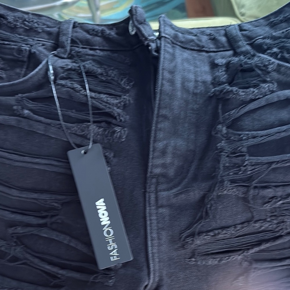 Fashion Nova Ripped Charcoal Jeans